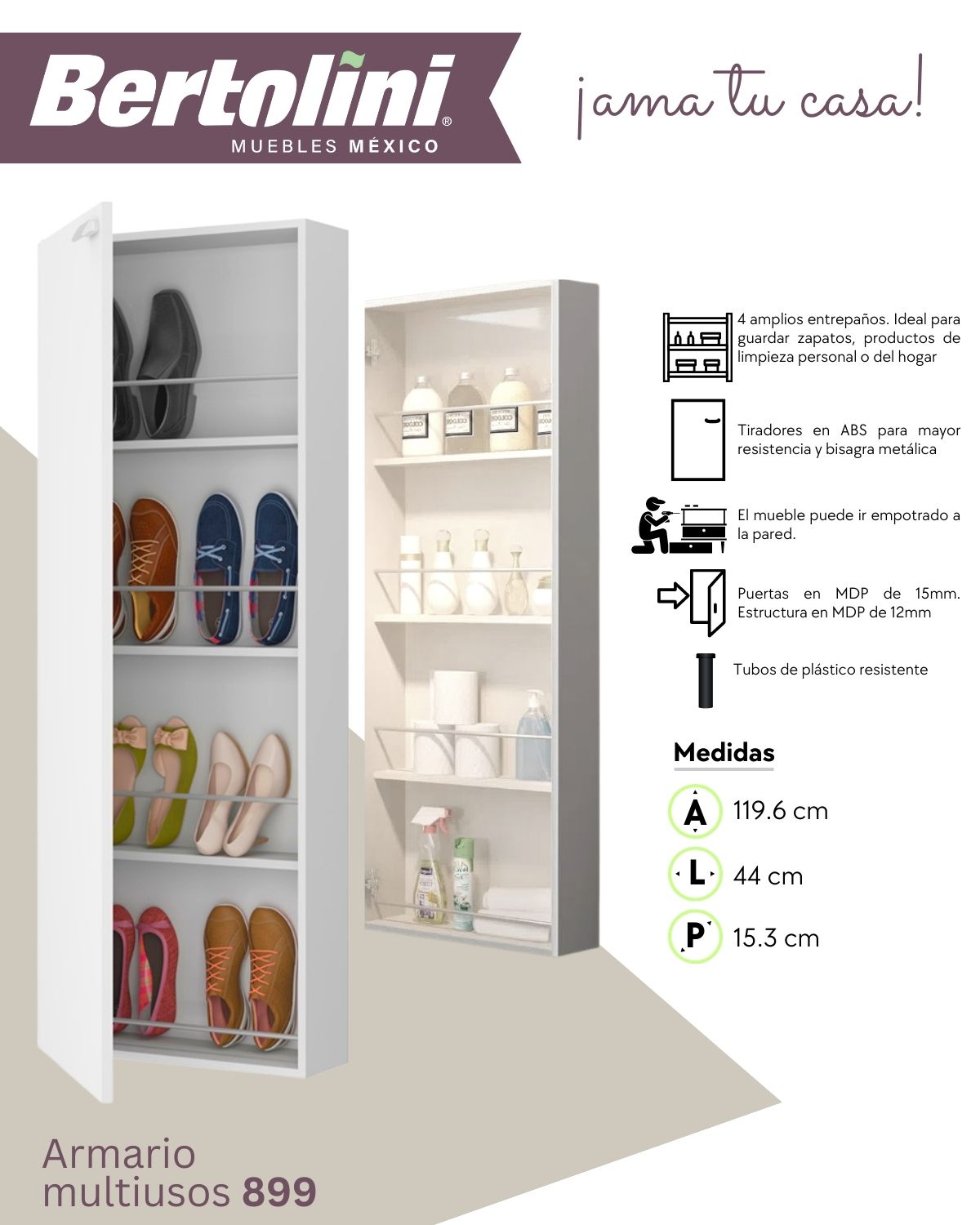 ARMARIO MULTIUSOS BERTOLINI 899 COLOR BLANCO The Home Depot México