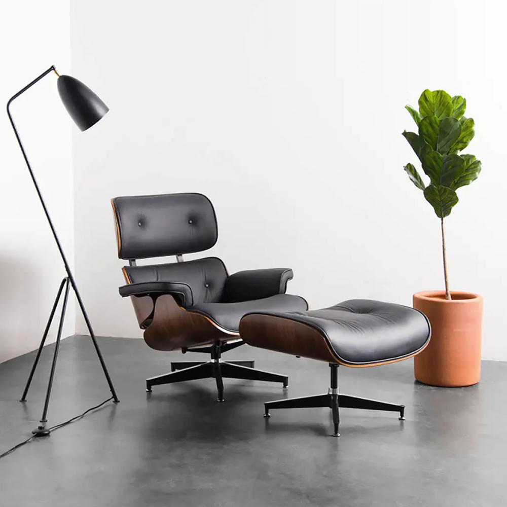 SILLA REPLICA EAMES LOUNGE OTTOMAN NOGAL CON NEGRO The Home Depot México