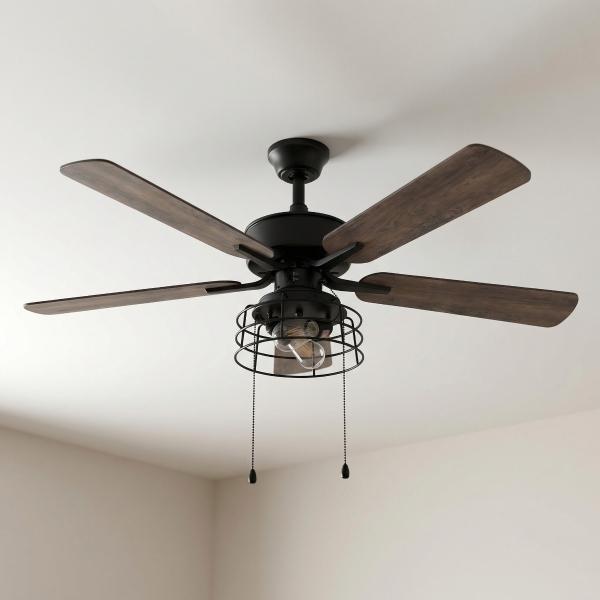 VENTILADOR DE TECHO ELLARD II MAPLE CLARO/NOGAL GRIS OSCURO 52" CON 2 LUCES Y 5 ASPAS REVERSIBLES