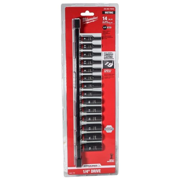 JUEGO DE DADOS DE IMPACTO 14 PIEZAS DE 1/4 SHOCKWAVE