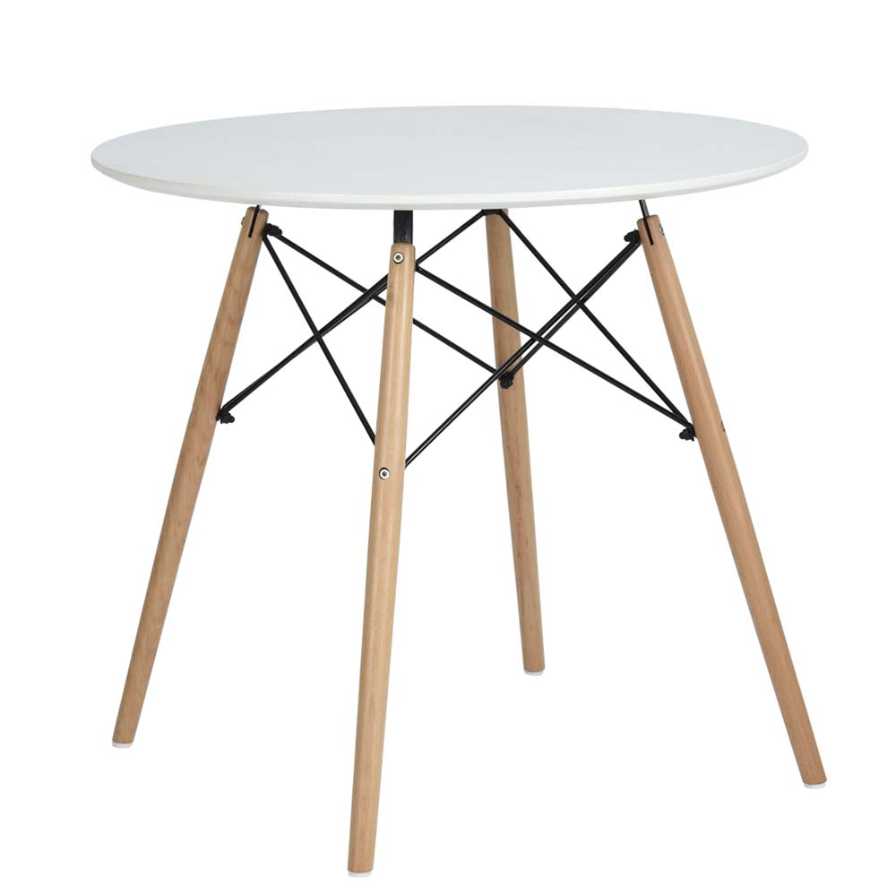 Topeka mesa de comedor redonda blanca, diseño moderno