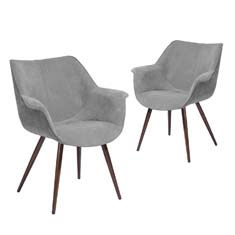 homemake set de sillas de comedor tapizados con brazos sillas de 80 x 69 x49 cm gris 2 piezas