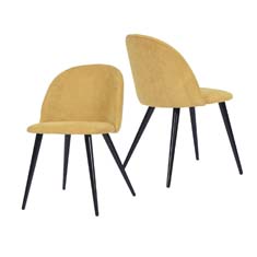 homemake set de sillas de comedor tapizados sillas de 77.5 x 49 x49.5 cm amarillo 2 piezas