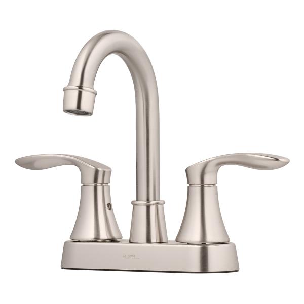 LLAVE MEZCLADORA DUOMANDO PARA BAÑO ALEXANDRIA 4 PULGADAS NÍQUEL CEPILLADO FLOWELL