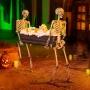 FIGURA DECORATIVA ESQUELETOS CON TUMBA 1.53 M X 41 CM X 1.76 M CON LUZ LED