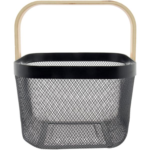 GAVETA METAL NEGRA CON AGARRADERA DE MADERA