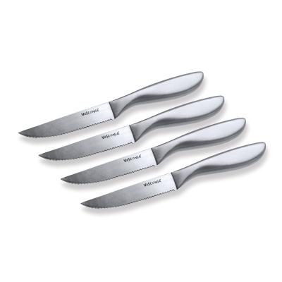 Cuchillo de sierra con punta redonda de acero inox y mango de madera