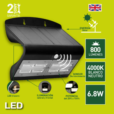 LUMINARIA SOLAR DE 6.8W NEGRO