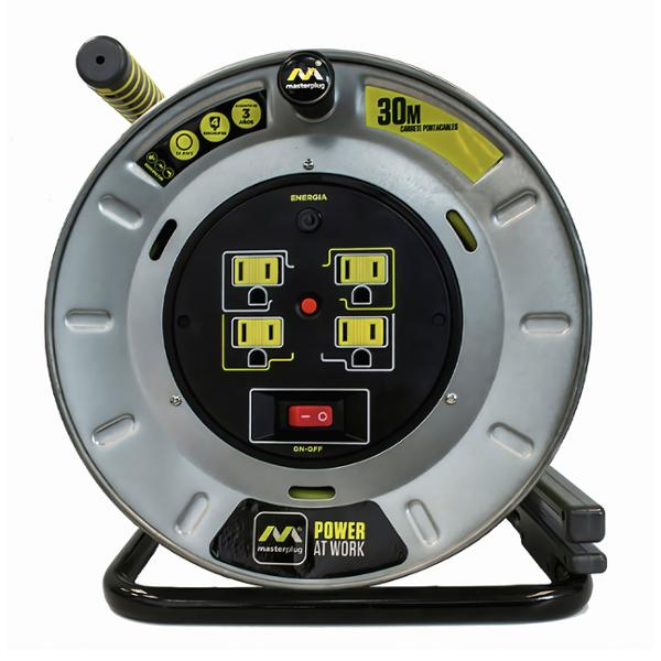 CARRETE PORTACABLE 30 M PLATA MASTERPLUG