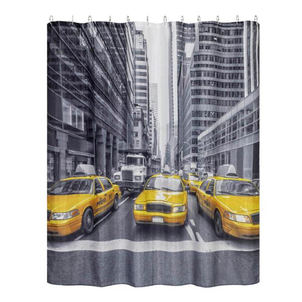 CORTINA DE REGADERA CITY EXTRAVAGANCE COLLECTION POLIESTER CON GANCHOS DE ACERO