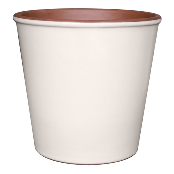 MACETA DE CERÁMICA 11.4 X 15 X 15 CM HUESO CREMA VIGORO