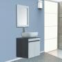 MUEBLE PARA BAÑO FLOTANTE DA VINCI 20" BLANCO Y CAFÉ MDP CON LAVABO, MONOMANDO Y ESPEJO