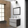 MUEBLE PARA BAÑO FLOTANTE TAMAYO 31" GRIS Y CAFÉ MDP CON LAVABO, MONOMANDO Y ESPEJO