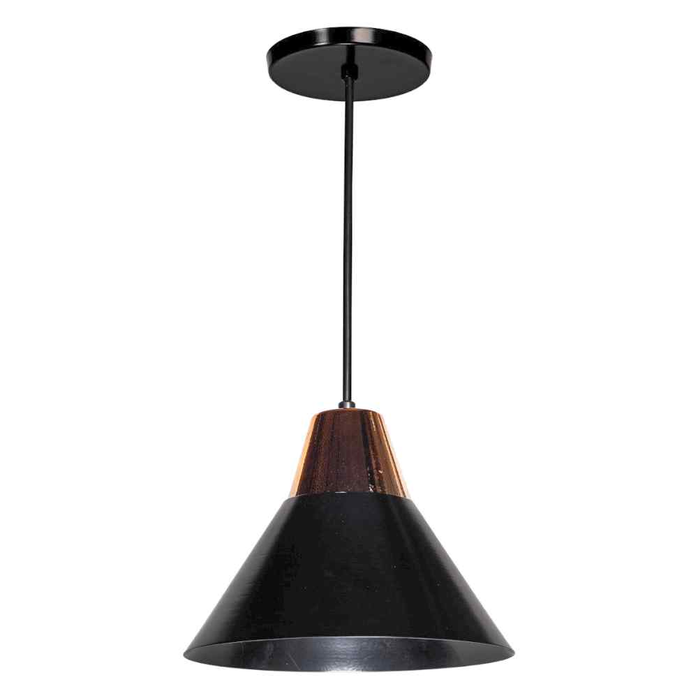 Lámpara colgante vintage de metal negro y cobre brillante 1 luz maxxi