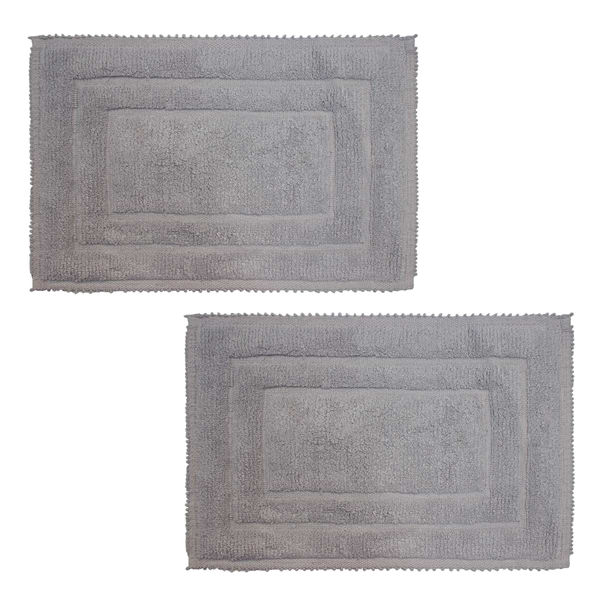 SET 2 TAPETES DE BAÑO PREMIUM COTTON FRAME PLATA 40X60