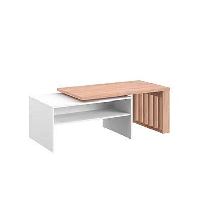 MESA DE CENTRO MODULAR NALA COLOR MADERA Y BLANCO