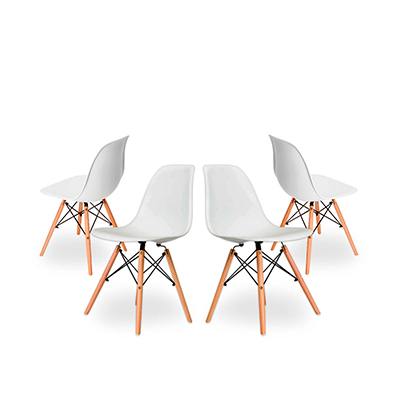 SET DE 4 SILLAS OSLO REPLICA EMAMES COLOR BLANCO