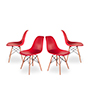 SET DE 4 SILLAS OSLO REPLICA EAMES COLOR ROJO