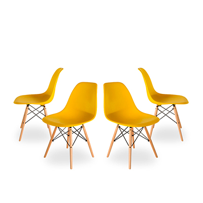 SET DE 4 SILLAS OSLO REPLICA EAMES COLOR AMARILLO