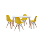 COMEDOR LONDON CON 4 SILLAS OSLO COLOR BLANCO Y AMARILLO