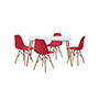 COMEDOR LONDON CON 4 SILLAS OSLO COLOR BLANCO Y ROJO