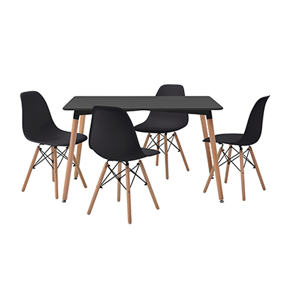 COMEDOR LONDON CON 4 SILLAS OSLO COLOR NEGRO