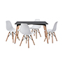 COMEDOR LONDON CON 4 SILLAS OSLO COLOR NEGRO Y BLANCO