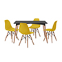 COMEDOR LONDON CON 4 SILLAS OSLO COLOR NEGRO Y AMARILLO