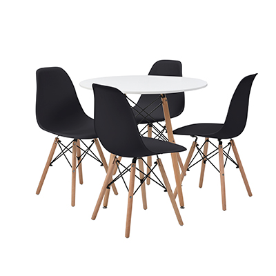 COMEDOR CHAD CON 4 SILLAS OSLO COLOR BLANCO Y NEGRO