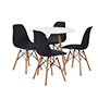 COMEDOR CHAD CON 4 SILLAS OSLO COLOR BLANCO Y NEGRO