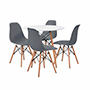 COMEDOR CHAD CON 4 SILLAS OSLO COLOR BLANCO Y GRIS CLARO