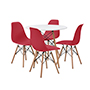 COMEDOR CHAD CON 4 SILLAS OSLO COLOR BLANCO Y ROJO
