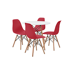 COMEDOR CHAD CON 4 SILLAS OSLO COLOR BLANCO Y ROJO