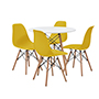 COMEDOR CHAD CON 4 SILLAS OSLO COLOR BLANCO Y AMARILLO