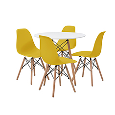 COMEDOR CHAD CON 4 SILLAS OSLO COLOR BLANCO Y AMARILLO
