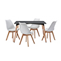 COMEDOR LONDON CON 4 SILLAS HELSINKI COLOR NEGRO Y BLANCO