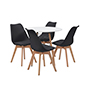 COMEDOR CHAD CON 4 SILLAS HELSINKI COLOR BLANCO Y NEGRO