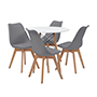 COMEDOR CHAD CON 4 SILLAS HELSINKI COLOR BLANCO Y GRIS