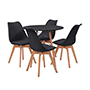 COMEDOR CHAD CON 4 SILLAS HELSINKI COLOR NEGRO