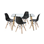 COMEDOR KULT CON 4 SILLAS OSLO COLOR CRISTAL Y NEGRO