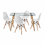 COMEDOR KULT CON 4 SILLAS OSLO COLOR CRISTAL Y BLANCO