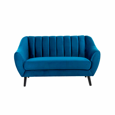 SOFÁ DE 2 PLAZAS TERCIOPELO DORIA - AZUL