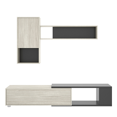 MUEBLE PARA TV OBI COLOR GRIS CLARO Y GRIS OBSCURO