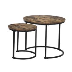 homemake set de mesas de centro redonda 2 piezas 60x60x51cm vintage