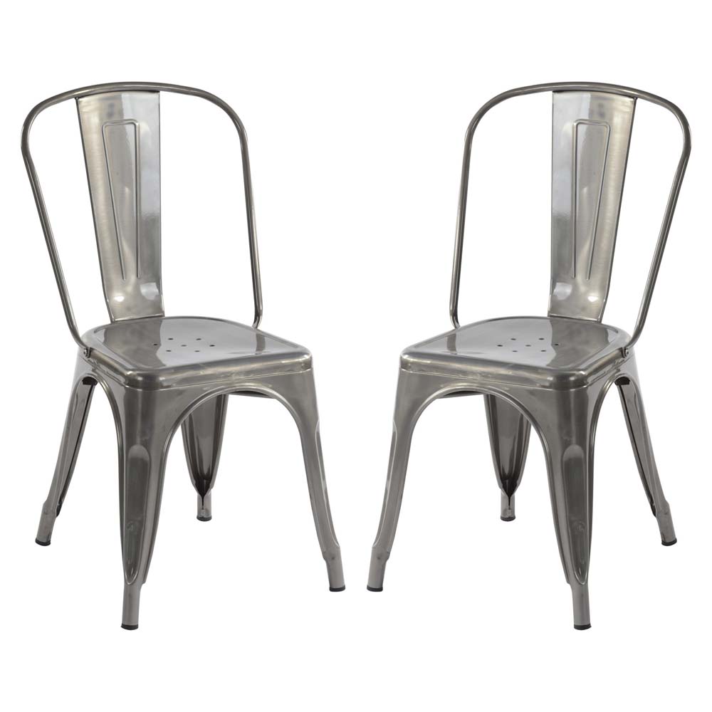 JUEGO DE 2 SILLAS TOLIX VINTAGE DE COMEDOR 45X51X84.5CM COLOR PLATEADO