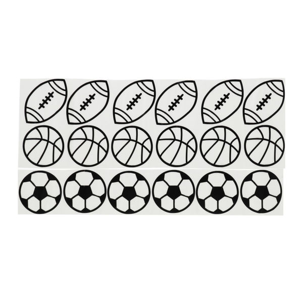 DECORACIÓN ADHESIVA DE PARED DEPORTES NEGRO 9.5 X 9.5 CM 18 PIEZAS