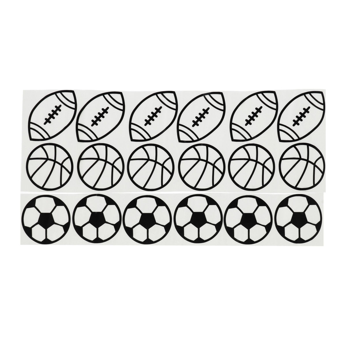 Decoración adhesiva de pared deportes negro 9.5 x 9.5 cm 18 piezas