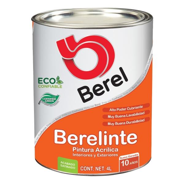 Pintura Berel Berelinte Vinil Acrílica Interior/Exterior 4L Base Neutra Satinado
