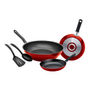 BATERÍA DE COCINA DELEITE DE 5PZ DE ALUMINIO ROJO
