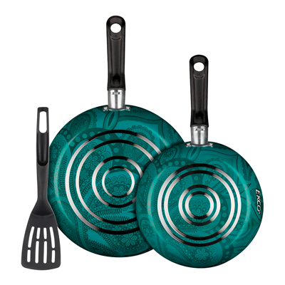 JUEGO DE SARTENES EKCO DE 2PZ DE ALUMINIO TURQUESA